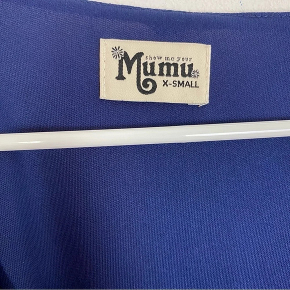 Show Me Your Mumu Birdie Ruffle Dress Womens XS Small Navy Blue Sunflower Mini - Picture 7 of 11